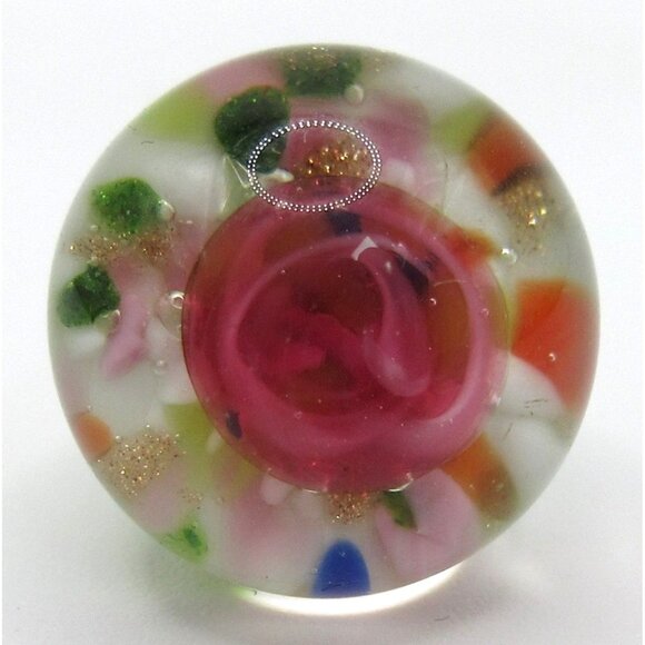 Other - Vintage Murano Glass Button Lampwork Millefiori Shank Aventurine Pink Green